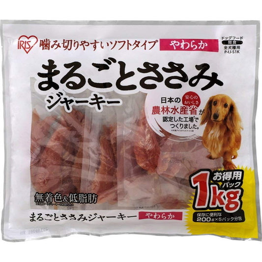 <a href="https://www.qoo10.jp/gmkt.inc/Search/brand.aspx?brandno=49458" target="_blank" class="title_brand" id="btn_brand" title="アイリスオーヤマ">アイリスオーヤマ</a>P-IJ-S1K まるごとささみジャーキーソフト 1kg メーカー直送