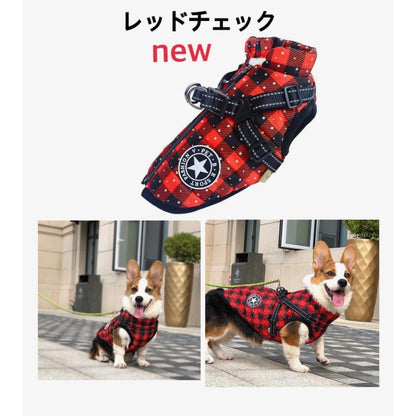 おしゃれ 秋冬 服 犬 ダウンハーネス付 犬服 ダウンジャケット 冬用 着せやすい ダウン 撥水加工 冬 小型犬 中型犬