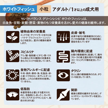 <a href="https://www.qoo10.jp/gmkt.inc/Search/brand.aspx?brandno=109498" target="_blank" class="title_brand" id="btn_brand" title="Select Balance ">Select Balance </a>セレクトバランス グリーンレシピ ホワイトフィッシュ 小粒 アダルト2.4kg