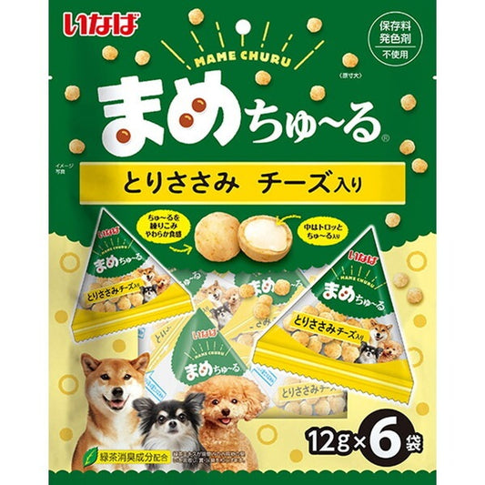 <a href="https://www.qoo10.jp/gmkt.inc/Search/brand.aspx?brandno=77771" target="_blank" class="title_brand" id="btn_brand" title="いなばペットフード">いなばペットフード</a>まめちゅ～る とりささみ チーズ入り 12g×6袋