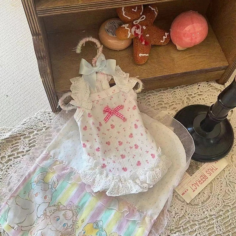 [犬 服]犬 洋服 ins人気商品 ペット服春夏新作レースホルターショート犬猫ホームウェア