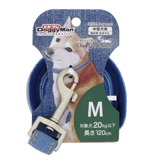 <a href="https://www.qoo10.jp/gmkt.inc/Search/brand.aspx?brandno=25753" target="_blank" class="title_brand" id="btn_brand" title="ドギーマン">ドギーマン</a>Doggys Tailor ドッグリード M デニムスタイル ブルー