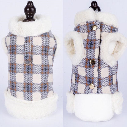 人気商品超目玉 犬服 ペットウェア 犬の服 厚手 Dカン付き チェック柄 ドッグウェア ペット用品 可愛い 暖かい 秋冬春 裏ボア 防寒 モコモコ ふわふわ 散歩