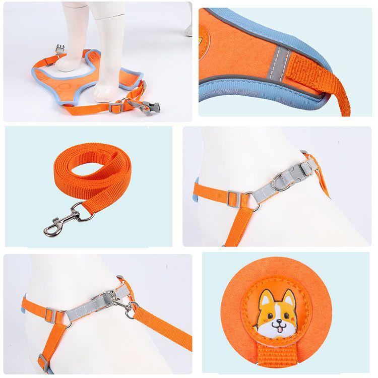 新商品プロモーション，数量限定 犬用 ハーネス 小型犬用 ハーネス リード ２点セット ペット用品 小型犬 全６色 S M L XL リード長さ約15ｍ ハーネス　胴輪　簡単着犬用 ハーネス