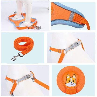 新商品プロモーション，数量限定 犬用 ハーネス 小型犬用 ハーネス リード ２点セット ペット用品 小型犬 全６色 S M L XL リード長さ約15ｍ ハーネス　胴輪　簡単着犬用 ハーネス