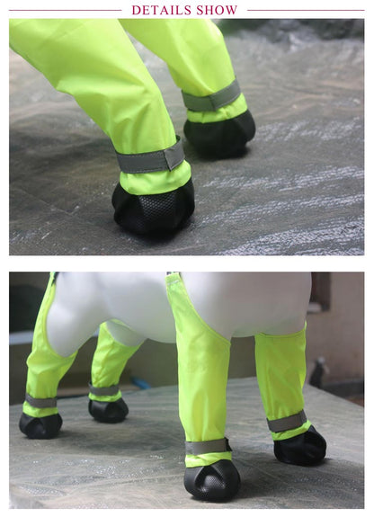 新製品が出回る サスペンダー付き 屋外四本足パンツ スペンダー付き犬用パンツ 調節可能 脱げない 犬用レッグカバー 脱げない 犬用ブーツ 犬服 レインパンツ 犬用レッグカバー 肉球保護 汚れ防止 梅雨