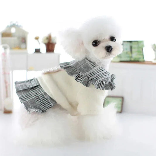 犬服ペット犬冬カレッジスタイルスーツ猫スカートテディビションプードル冬服新品！