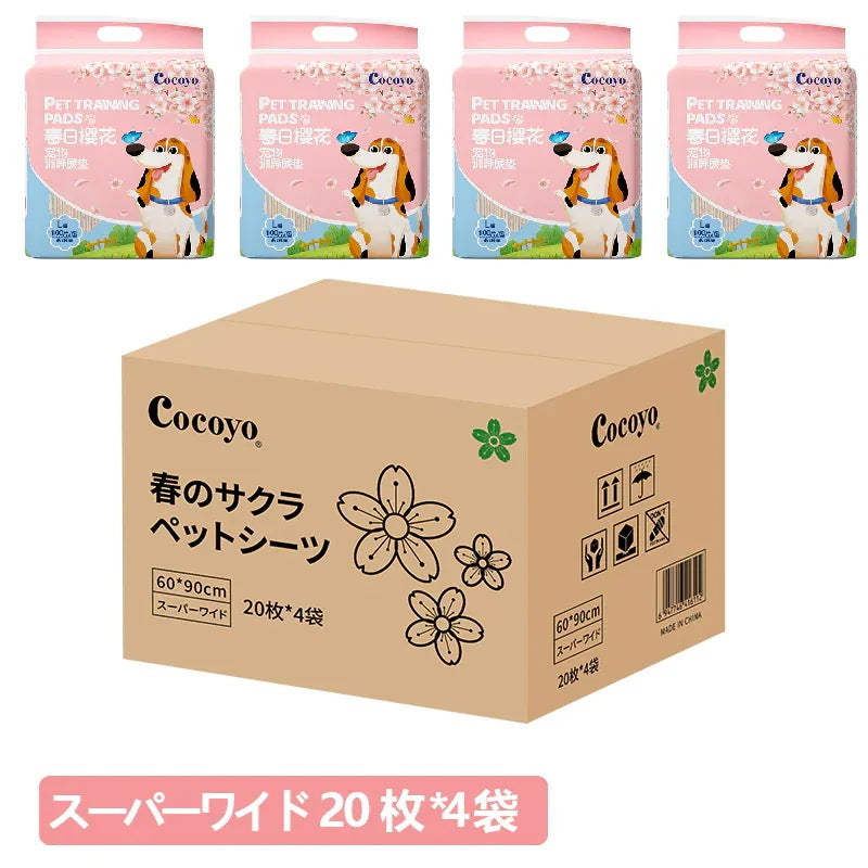 ペットシーツ サクラ柄入り ペットシート薄型　サイズ選択可 レギュラー ワイド スーパーワイド かわいいな柄付き