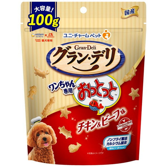 <a href="https://www.qoo10.jp/gmkt.inc/Search/brand.aspx?brandno=18151" target="_blank" class="title_brand" id="btn_brand" title="ユニ・チャーム">ユニ・チャーム</a>グランデリ ワンちゃん専用おっとっと チキン&ビーフ味 100g
