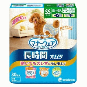 <a href="https://www.qoo10.jp/gmkt.inc/Search/brand.aspx?brandno=18151" target="_blank" class="title_brand" id="btn_brand" title="ユニ・チャーム">ユニ・チャーム</a>ユニ・チャームペット マナーウェア 高齢犬用 紙オムツ SSサイズ 30枚入