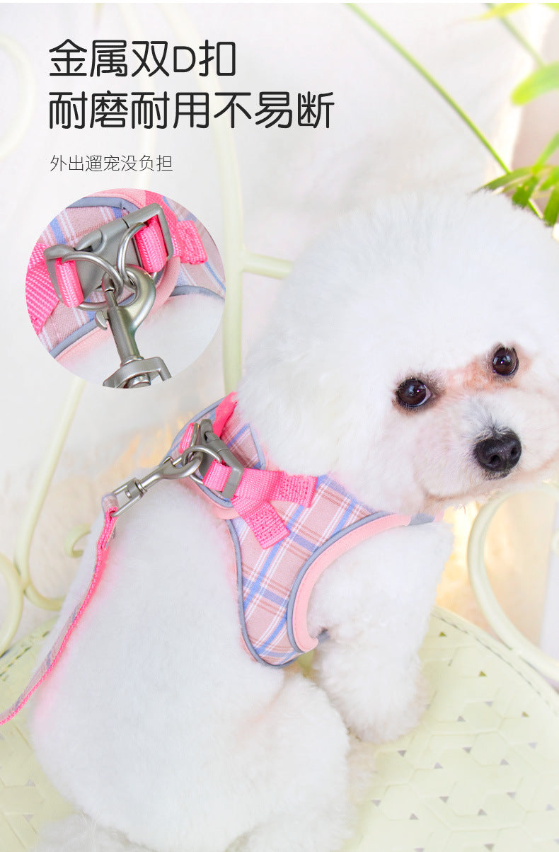 簡単装着 シンプル リーシュ ペット用品 お出かけ 軽量 犬 犬用 おしゃれ リード 猫用 お散歩 ハーネスリードセット ハーネス 46 2点セット 中型犬 胴輪 ペットハーネス ネコ用ハーネス 犬用