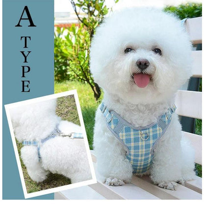 新商品プロモーション，数量限定 犬 猫 ハーネス リード付 カラフル チェック ウェアハーネス ペット 服 胴輪 キャット ドッグ犬 猫
