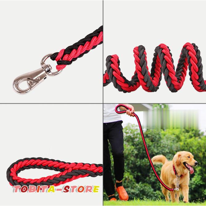 犬 リード 首輪 極太 ペット ドッグ ハーフチョーク チョーカー 編込み 大型犬 中型犬 小型犬