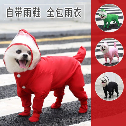 人気リーシャブル子犬犬4本足マッキントッシュ防水オールインワン足付き小型犬