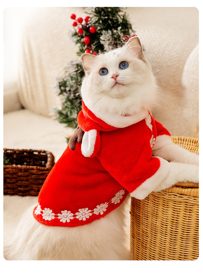 秋冬の犬服 テディボーミペットのコキシナレビーベア秋冬服 猫の服クリスマスシリーズ鹿の角のマント