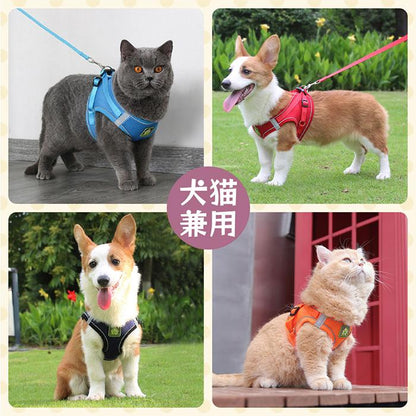 リード付 可愛い 夜間反射材 首輪 犬 送料無料 サイズ調整可 小型犬 散歩 ハーネス 中型犬 おしゃれ 簡単装着 ペット
