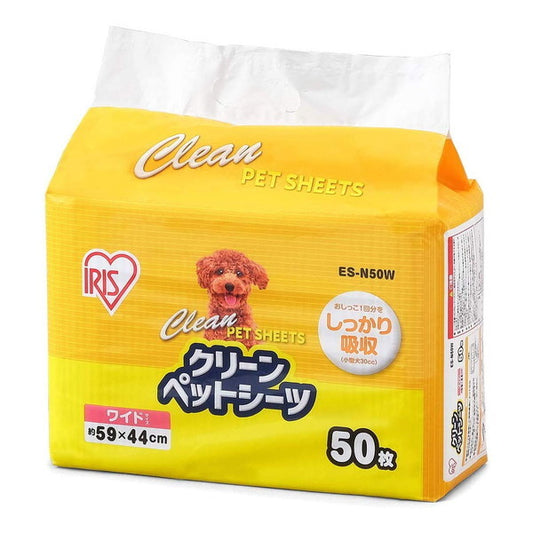 <a href="https://www.qoo10.jp/gmkt.inc/Search/brand.aspx?brandno=49458" target="_blank" class="title_brand" id="btn_brand" title="アイリスオーヤマ">アイリスオーヤマ</a>クリーンペットシーツ ワイド50枚 ES-N50W メーカー直送