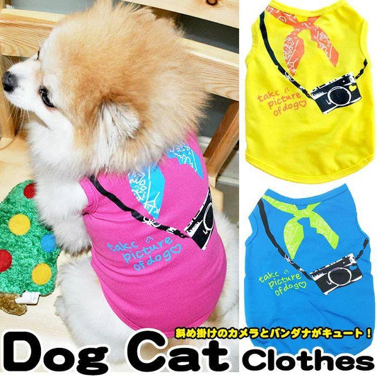 新商品プロモーション，数量限定 犬 猫 服 ウェア ペット ドッグ ドッグウェア 小型犬 中型犬 カメラ バンダナ タンクトップ犬 猫