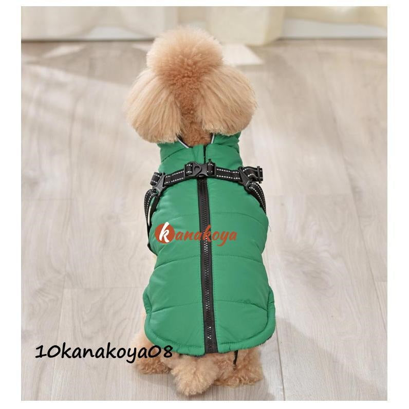 犬 服 ウエア ベスト 犬の服 秋 冬 背中開き タンクトップ ジャケット コート アウター 反射テープ 裏起毛 暖かい あったか ハーネス付き ファス