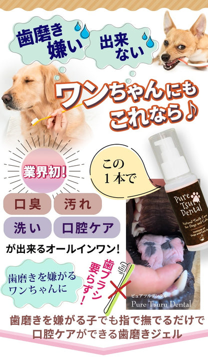 獣医推薦愛犬愛猫の歯垢歯石歯周病が塗るダケでツルツルな歯に！安心安全な100％天然由来！歯磨ジェル　ピュアツルデンタル60m
