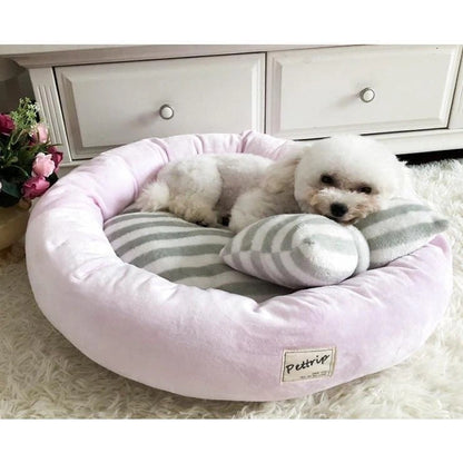 犬ベッド 猫ベッド ペットベッド クッション 猫ベッド 枕付き 犬猫兼用 可愛い ふわふわ 柔らかい ぐっすり眠れる 選べる３色 小中型犬 猫 外径45-55-65ＣＭ