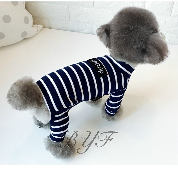 犬服 ストライプ柄 小中型犬服 犬洋服 ペット服 ペット用品 猫 犬つなぎ オシャレな犬用ロンパース