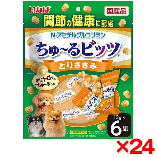 <a href="https://www.qoo10.jp/gmkt.inc/Search/brand.aspx?brandno=77771" target="_blank" class="title_brand" id="btn_brand" title="いなばペットフード">いなばペットフード</a>24個セット ちゅ～るビッツ 関節の健康に配慮 とりささみ 12g×6袋