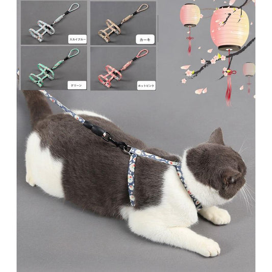新商品プロモーション，数量限定 春夏しゃれペット猫ハーネスリードセット猫用一体型散歩ハーネスリードねこ用ネコ用 かわいい ナスカン上質ソフト素材猫用品 ペットグッズ 出かけ用品春夏しゃれペット猫ハ