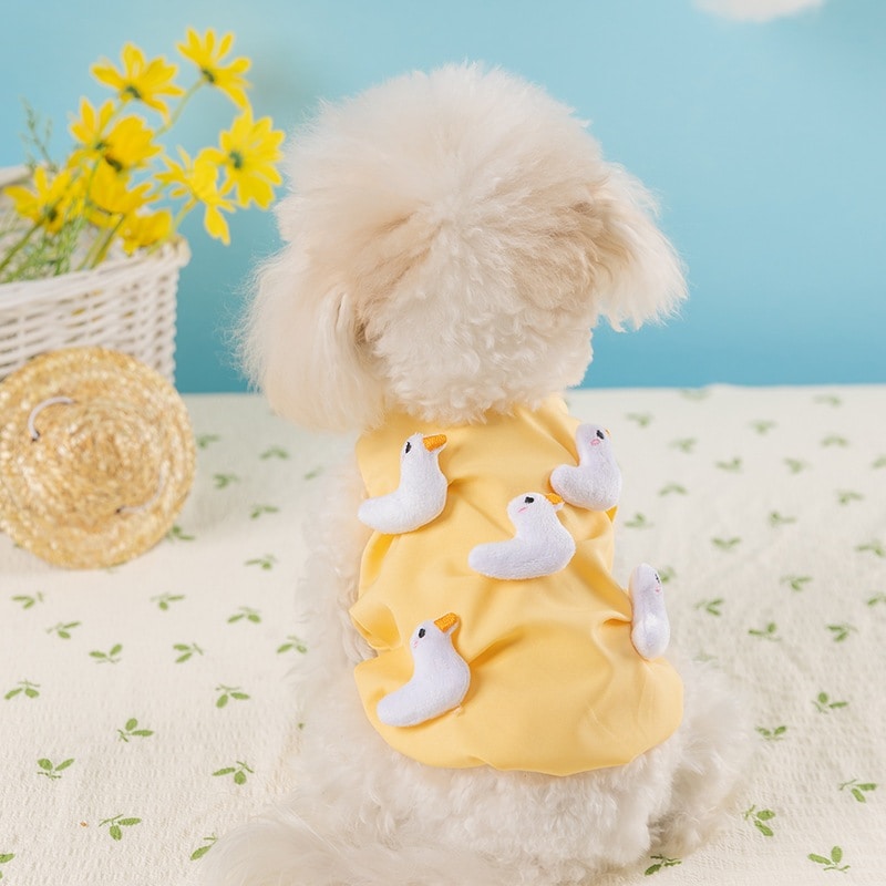 犬 洋服 2025春夏犬服キュービックダックドレス薄い猫ペット服