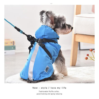 レインコート 服 ドッグウェア 一体型 ウェア 犬 フード付 ハーネス 中型犬 ペット ドッグ 猫 小型犬