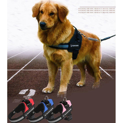 ハーネスリード胴輪首輪犬用中型犬スプリングペット8の字ハーネス通気性リードハーネスセットドッグランお散歩脱着簡単衝撃吸収外出