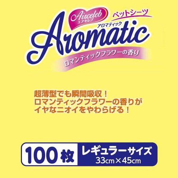 <a href="https://www.qoo10.jp/gmkt.inc/Search/brand.aspx?brandno=66334" target="_blank" class="title_brand" id="btn_brand" title="ペティオ">ペティオ</a>エアセレブ アロマティック ペットシーツ レギュラー 100枚 犬猫用 イヌ ネコ 香料付 高分子吸