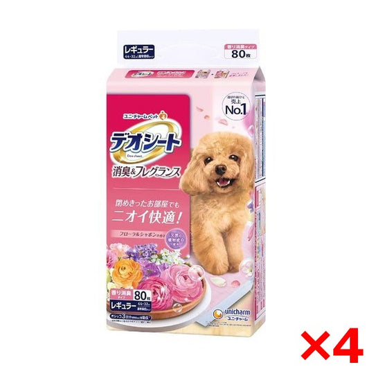 <a href="https://www.qoo10.jp/gmkt.inc/Search/brand.aspx?brandno=18151" target="_blank" class="title_brand" id="btn_brand" title="ユニ・チャーム">ユニ・チャーム</a>4個セット デオシート 消臭&フレグランス フローラルシャボンの香り レギュラー 80枚