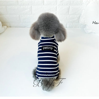 犬服 ストライプ柄 小中型犬服 犬洋服 ペット服 ペット用品 猫 犬つなぎ オシャレな犬用ロンパース