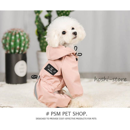 ペット服 ドッグウェア レインコート 犬の服 犬服 雨服 雨の日 防水 雨具 お散歩 梅雨対策 着脱簡単 雨具 パーカー フード付き 四足 小中型犬用