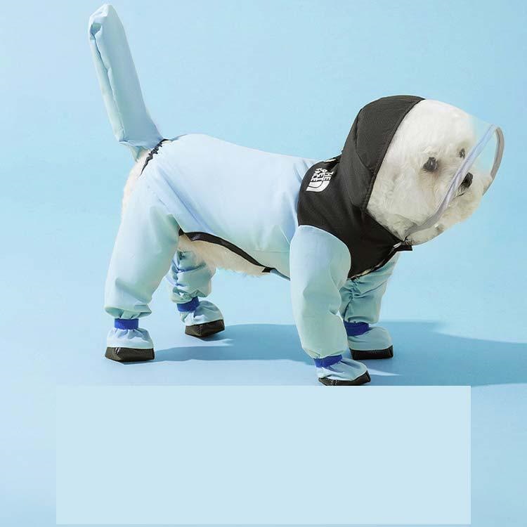 犬 レインコート ドッグウェア 犬用 犬服 防水ウェア 4本足 梅雨対策 雨具 ワンちゃん 服 リード穴有り 調整ベルク カッパ フード付き 脱着簡単