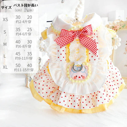 ペットウェア 猫犬服 春夏秋新金薄手の金ガス透過性涼しい犬の服かわいい猫の新生ミルク犬のミルク猫のプリンセスワンピース子犬マシュマロ小型犬ペットテディ服キャミソールロリータの猫犬服