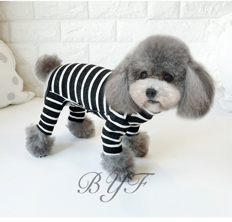 犬服 ストライプ柄 小中型犬服 犬洋服 ペット服 ペット用品 猫 犬つなぎ オシャレな犬用ロンパース