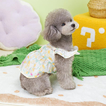 早い者勝ち 発売特典ペットウェアワンピースカン犬服ドッグウェア洋服袖なし花柄総柄お散歩お出かけおしゃれかわいい犬いぬペット服