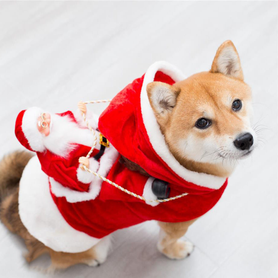 ペット犬クリスマス衣装サンタ乗馬スーツクリスマスペット服鹿乗馬スーツペットクリスマス用品