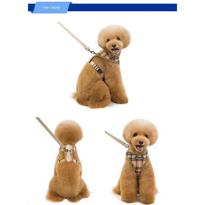 新商品プロモーション，数量限定 多数犬 ハーネス リード付 ペット 服 タータンチェック ウェアハーネス 胴輪 キャット ドッグ メッシュ チェック多数犬 ハーネス