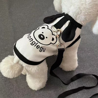 売れ筋 白黒クマ柄 抜け毛防止ベスト ノースリーブ ペット用 犬 服 犬 服 犬服 犬の服 ペット用品 ハーネス 小型犬