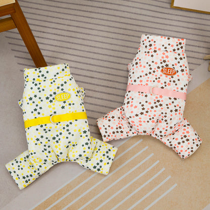 人気犬の服ペットの服小型犬猫は秋と冬に着用することができます暖かく快適な小さな五つ星の四つ足の綿のコート