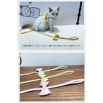 新商品プロモーション，数量限定 猫 犬 ハーネス リード ペット 服 リボン フラワー ウェアハーネス 胴輪 キャット ドッグ メッシュ猫 犬