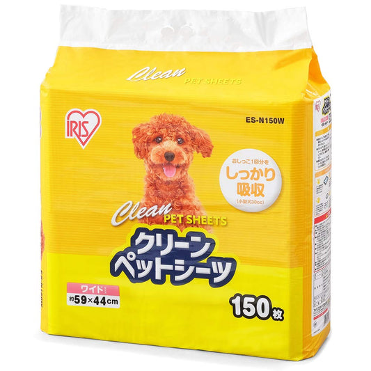 <a href="https://www.qoo10.jp/gmkt.inc/Search/brand.aspx?brandno=49458" target="_blank" class="title_brand" id="btn_brand" title="アイリスオーヤマ">アイリスオーヤマ</a>アイリスオーヤマ ペットシーツ 超薄型 1回使い捨て 抗菌 消臭 小型犬・中型犬 ワイド 150枚入