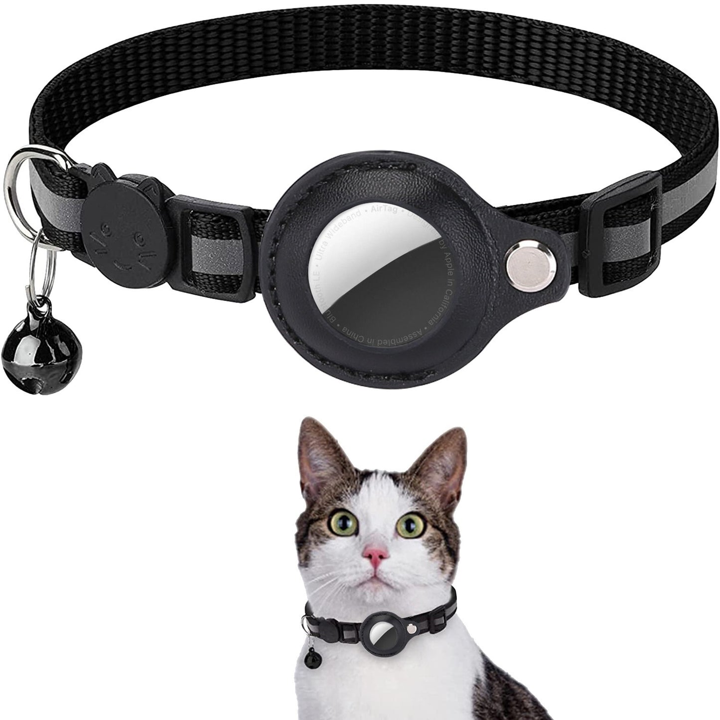 AirTag 保護ケース カバー 紛失防止 首輪 ペット首輪 犬 猫 動物 エアタグ AirTagケース エアタグ 収納ケース 猫首輪 犬首輪 ベル付き サイズ調節可能 反射 迷子 GPS 追跡 軽量