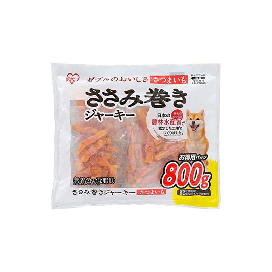 【即納】アイリスオーヤマ 犬用おやつ ささみ巻きジャーキーさつまいも 800g P-IJ-PN800 (農林水産省認定) チキン 800グラム (x 1)
