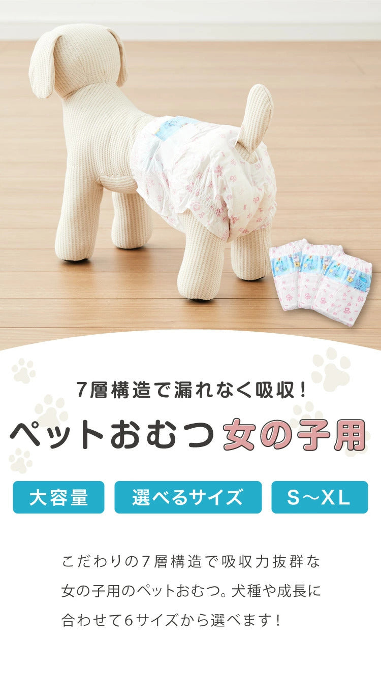 <a href="https://www.qoo10.jp/gmkt.inc/Search/brand.aspx?brandno=134820" target="_blank" class="title_brand" id="btn_brand" title="リコメン堂">リコメン堂</a>犬 おむつ ペット 女の子 抗菌 消臭 XXS XS S M L XL 6サイズ 7層構造 超吸収 防臭 120枚 100枚 大容量 マナー ベルト パンツ しつけ マーキング防止 介護 超小型犬 小