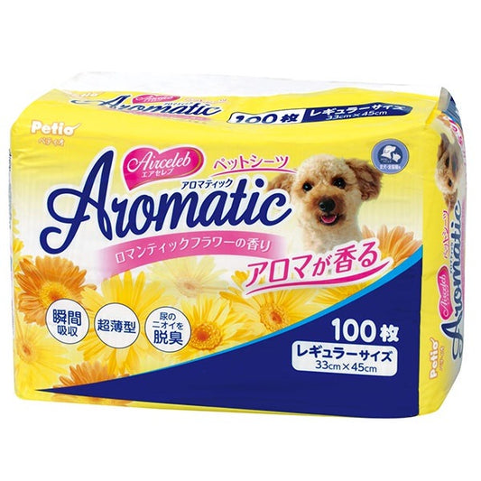 <a href="https://www.qoo10.jp/gmkt.inc/Search/brand.aspx?brandno=66334" target="_blank" class="title_brand" id="btn_brand" title="ペティオ">ペティオ</a>エアセレブ アロマティック ペットシーツ レギュラー 100枚 犬猫用 イヌ ネコ 香料付 高分子吸
