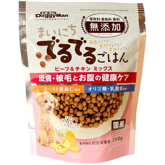 <a href="https://www.qoo10.jp/gmkt.inc/Search/brand.aspx?brandno=25753" target="_blank" class="title_brand" id="btn_brand" title="ドギーマン">ドギーマン</a>まいにちでるでるごはん 皮膚被毛とお腹の健康ケア 200g